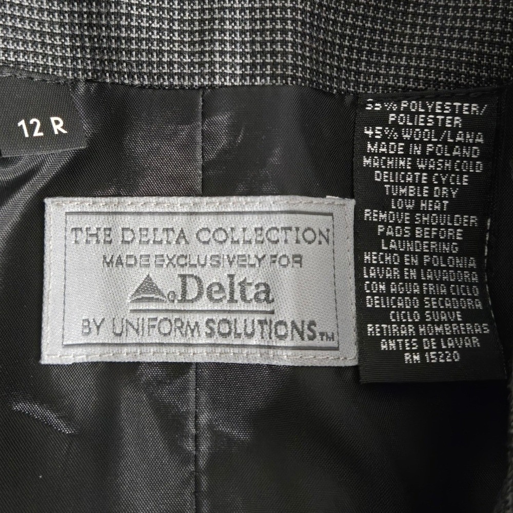 The Delta Collection Uniform Dress Grey 12R houndstooth short sleeve wool blend - Picture 8 of 13
